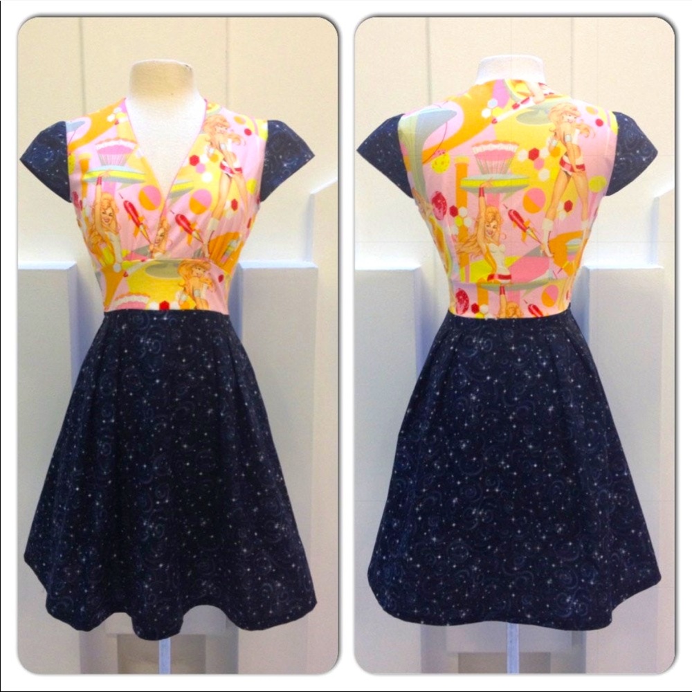 Alexander Henry print dress by Etsy seller glamcloud. Queen of the galaxy